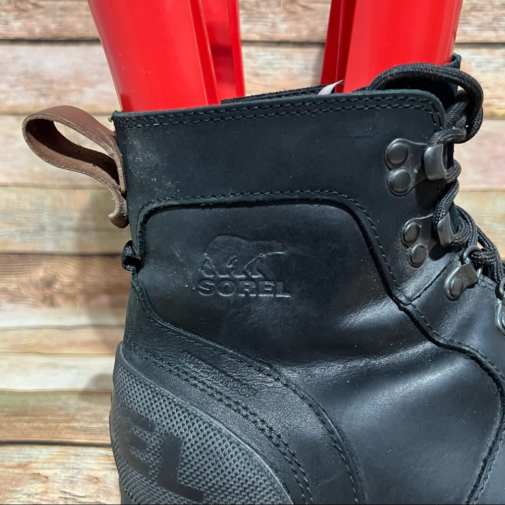 Sorel Black Leather Ankeny Mid Boots - Picture 4 of 9